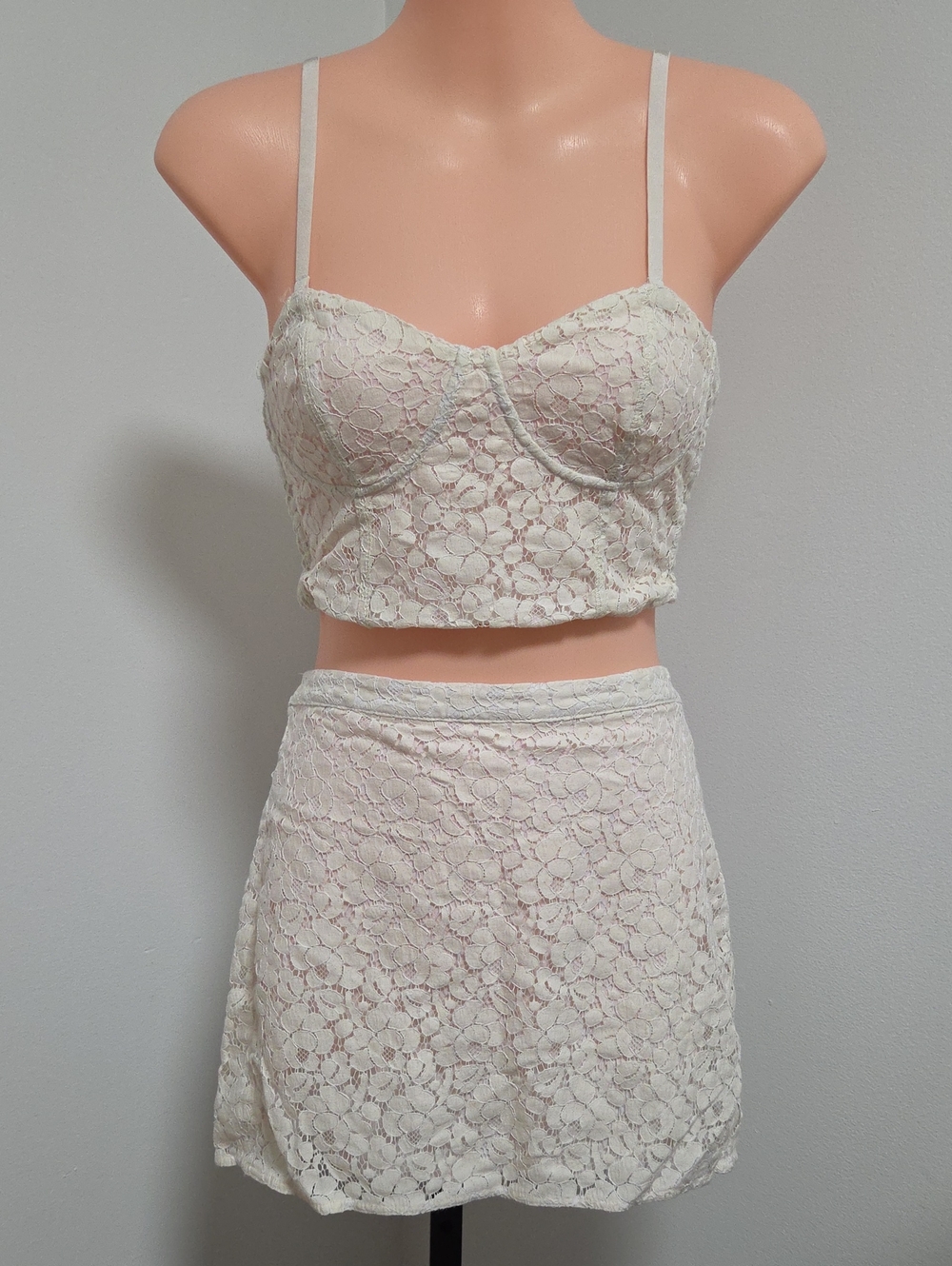 Talula Floral Lace Bustier & Mini Skirt Set